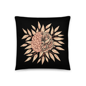 Brain Flower in Cream Throw Pillow