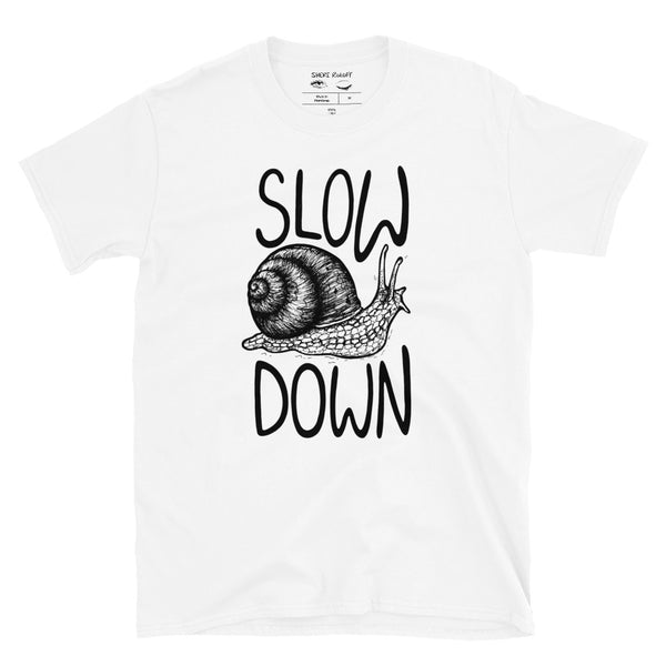 Slow Down Black & White Snail Unisex T-Shirt