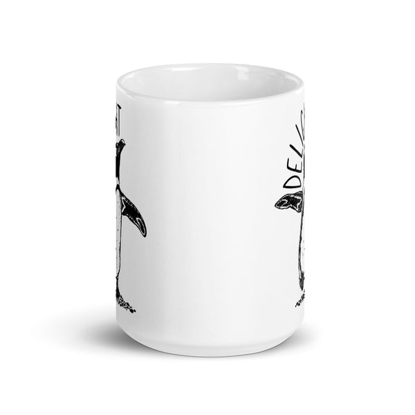 Delight Black & White Penguin Mug