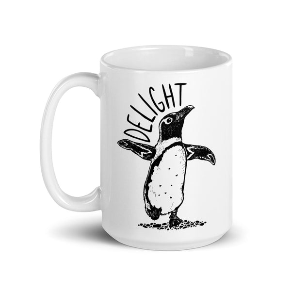 Delight Black & White Penguin Mug