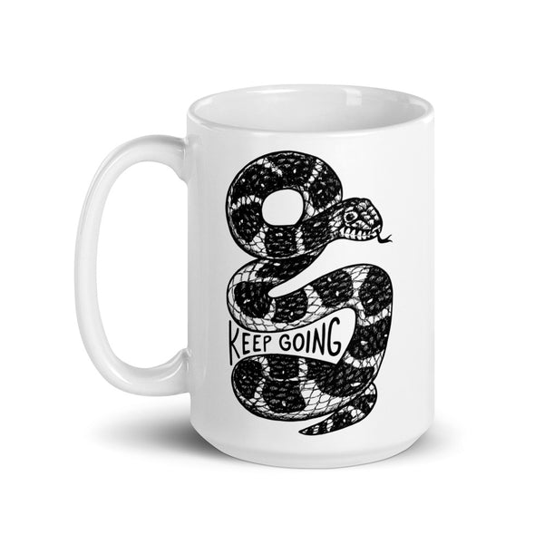 Keep Going Black & White Snake Mug