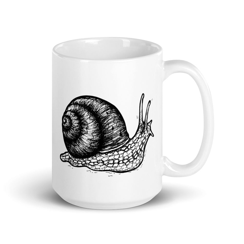 Slow Down Black & White Snail Mug