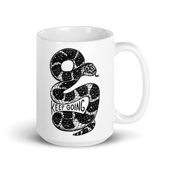 Keep Going Black & White Snake Mug